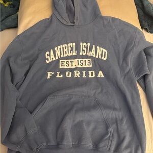 Gildan Blue Hoodie with Sanibel Island Print